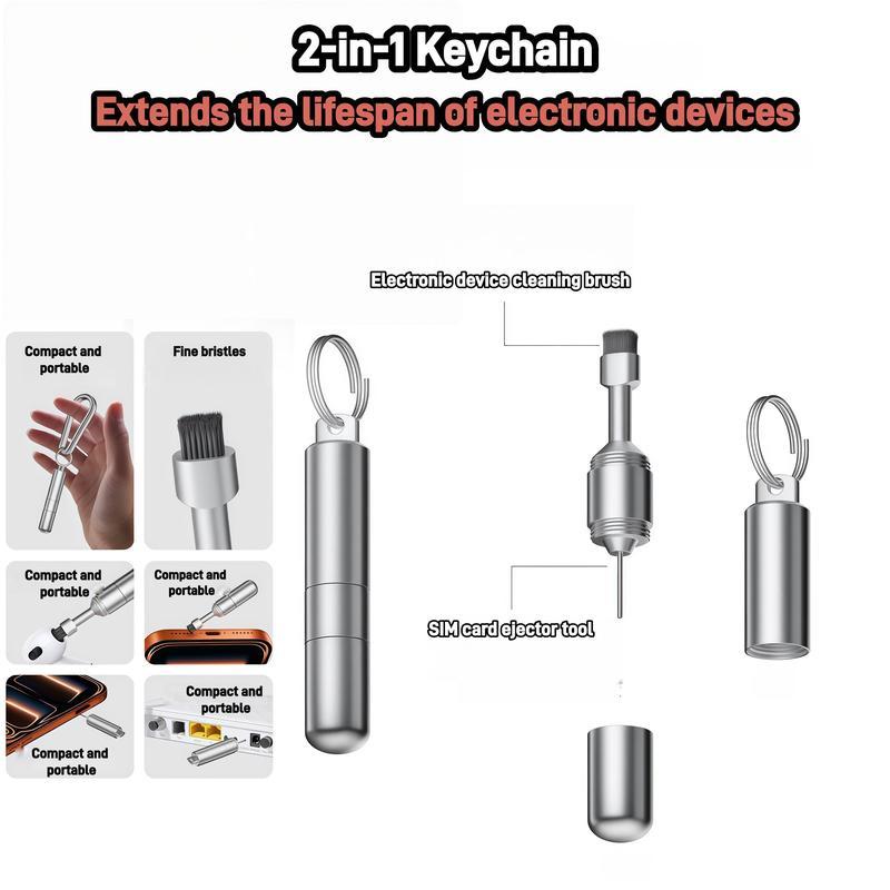 IEOR 2 trong 1 Thẻ Ejector Móc Khóa Đa Chức Năng Khe Cắm Thẻ Điện Thoại Máy Phóng Bàn Chải Làm Sạch 