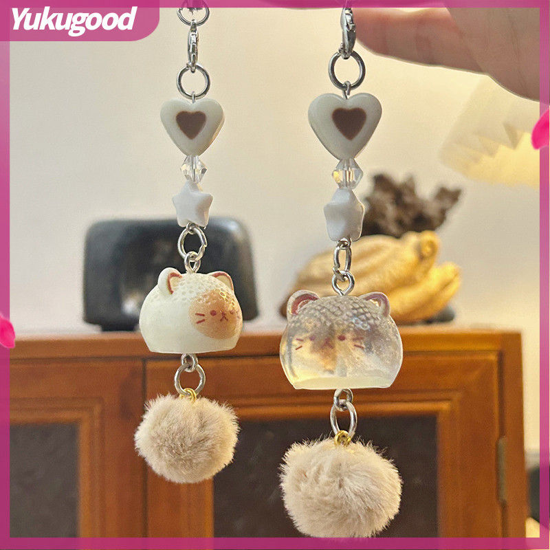 Plush Ball 3D Cat Phone Chain Bag Pendant Cute Phone Chain Cartoon Creative-YUKU