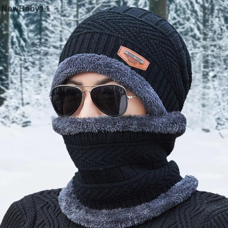 NY 1 Bộ Mùa Đông Mũ Ấm Áp Khăn Cho Nam Nữ Ngoài Trời Dày Đi Xe Đạp Mũ Khăn Thời Trang Chống Gió Lạnh