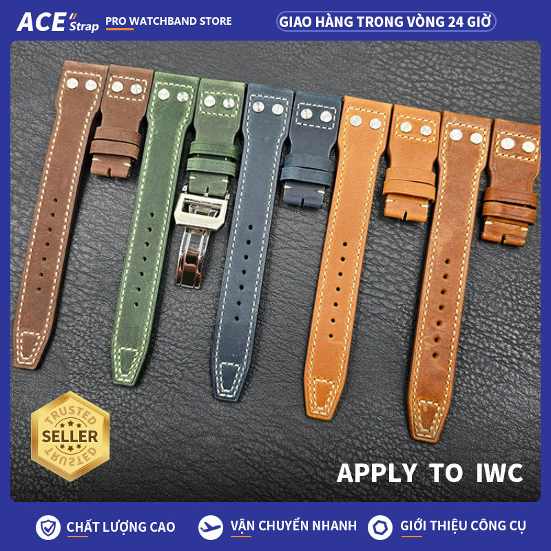 Áp dụng cho IWC Big Pilot Series, Dây đeo đồng hồ da bắp chân mềm mại thủ công 22mm dành cho nam