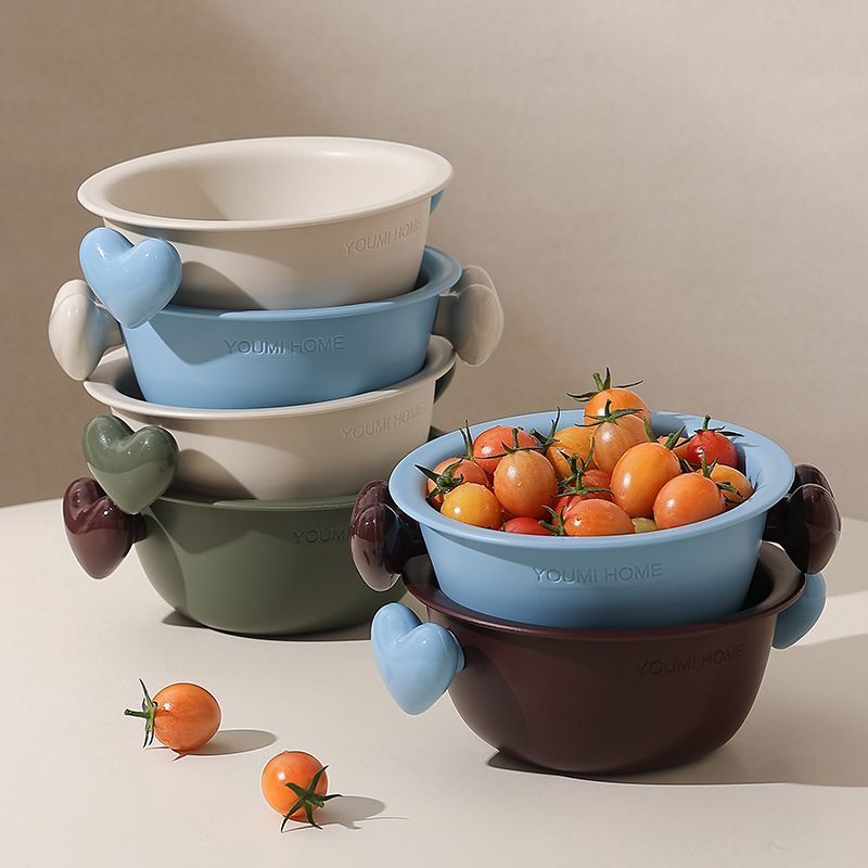 Dễ Thương Chậu Rửa Rau Giỏ Thoát Nước Nhỏ Hai Lớp Giỏ Lọc Nước Nhà Bếp Rửa Trái Cây Dụng Cụ Tiện Dụn