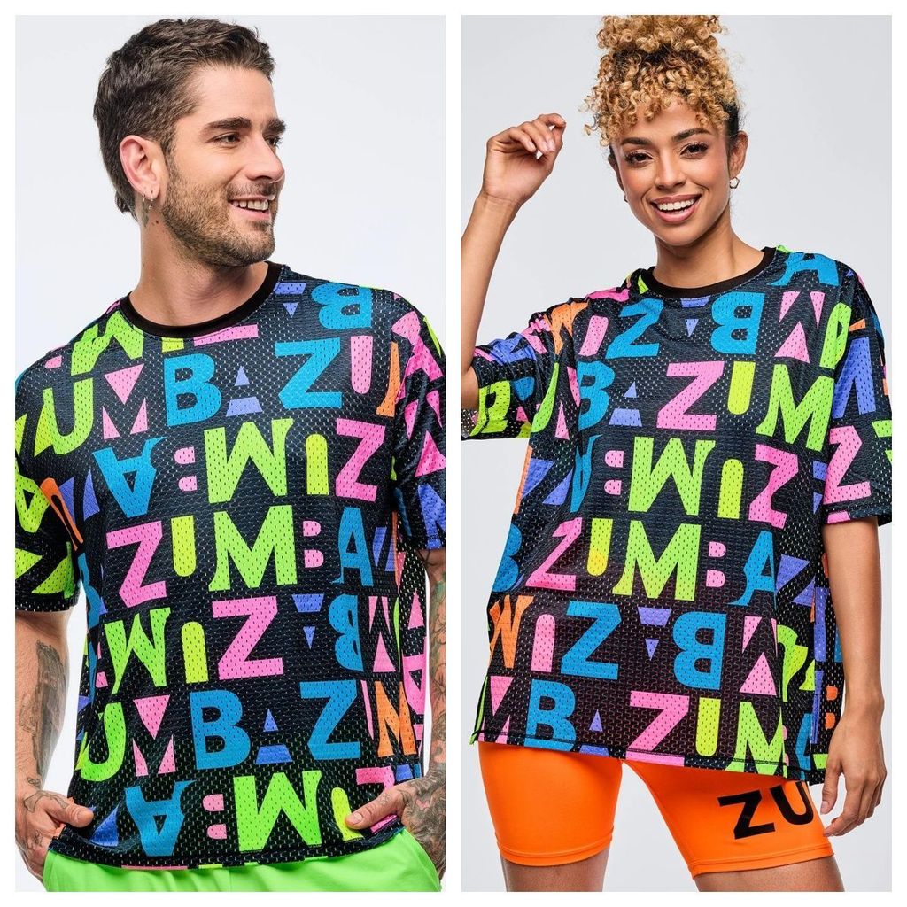 [Áo thun ZZB] ZUMBA Fitness Dance Áo thun cổ điển in hình lưới 1137