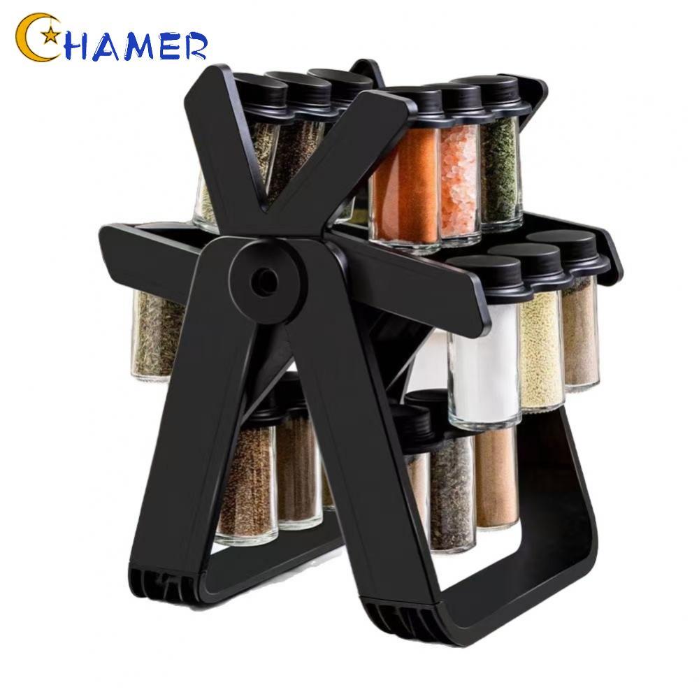 【CHAMER】Rotating Kitchen Spice Rack for Glass Bottles Efficient Kitchen Storage Solution【HomeLiving】