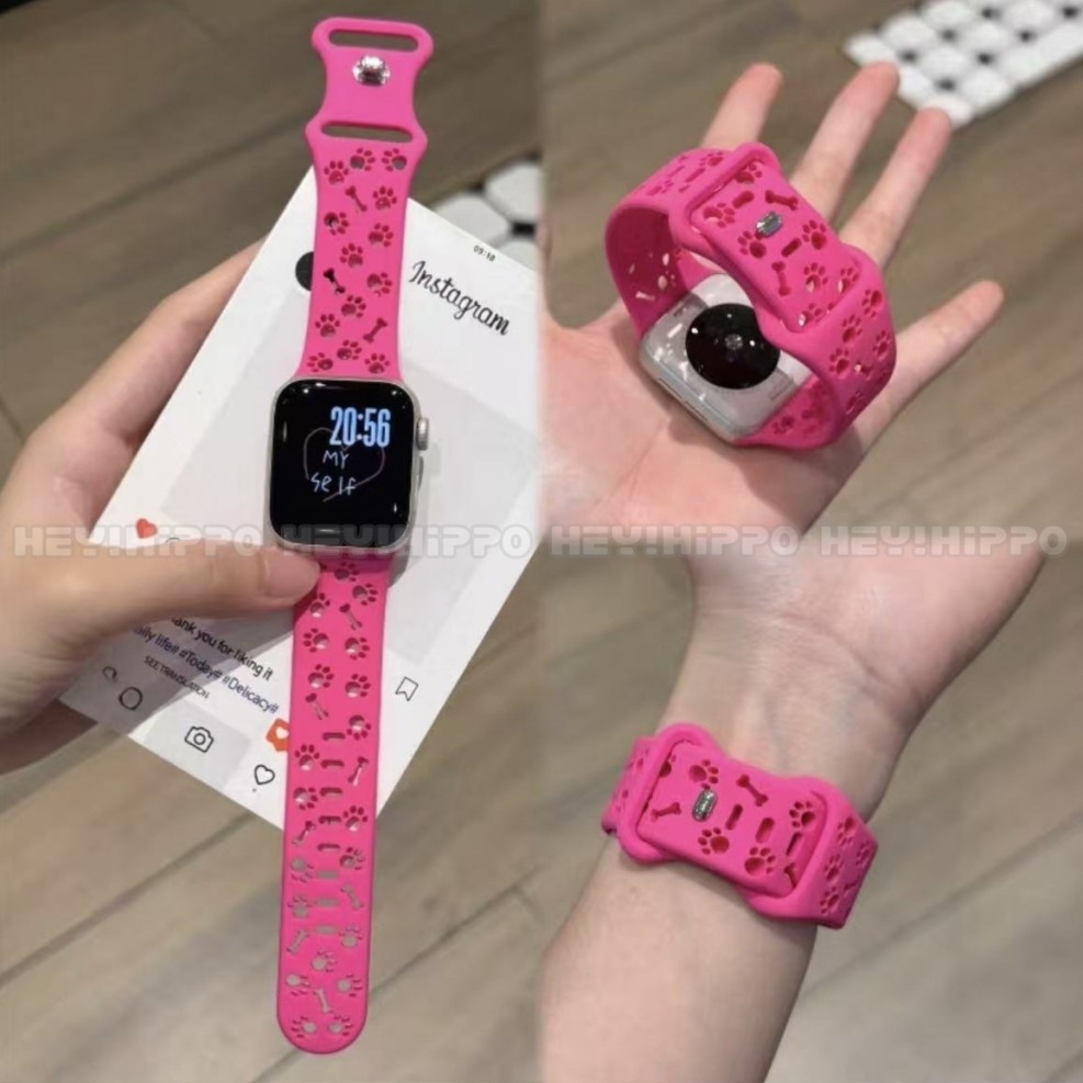 Dây đeo in hình chân chó dễ thương phù hợp cho iwatch11 / 10 / 9 / 8 / 7 / 6 / 5 / 4 / 3 / 2 / 1 dây đeo silicon thích hợp cho iwatch49 / 46 / 45 / 44 / 42 / 41 / 40 / 38mm