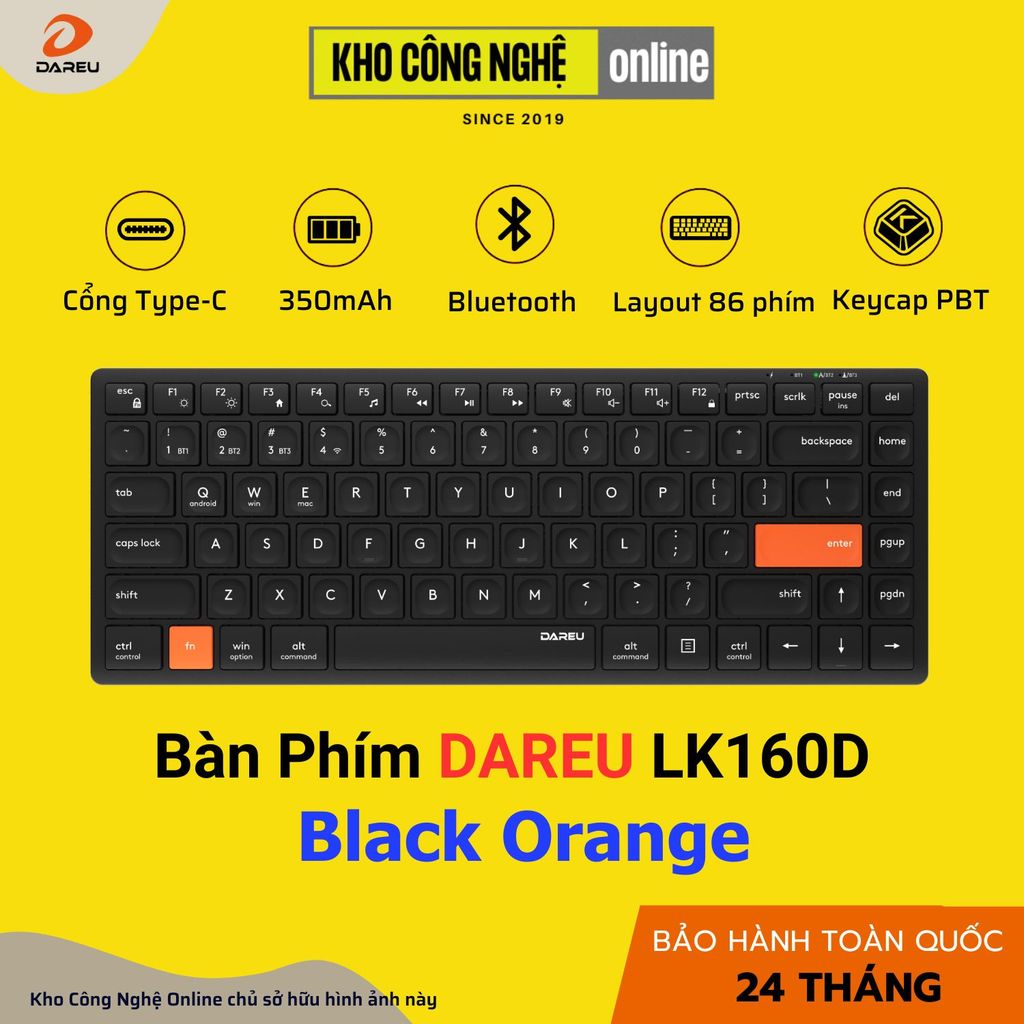 Bàn Phím Không Dây Dareu LK160D (Hàng Chính Hàng)