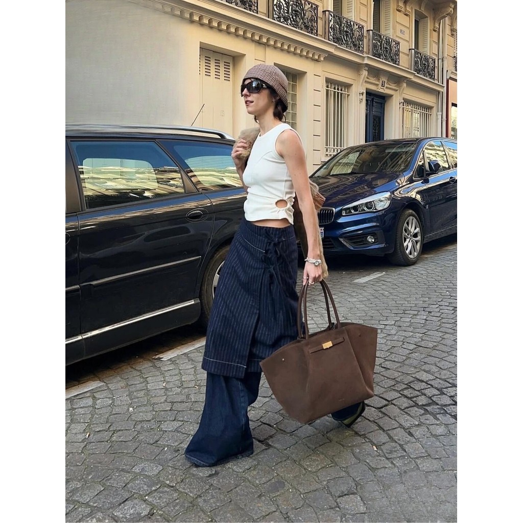 Demellier Frosted New York Túi Da Lộn Cánh Túi Dung Tích Lớn Tote Vai Nách Di Động Đi Lại Túi Nữ nb1