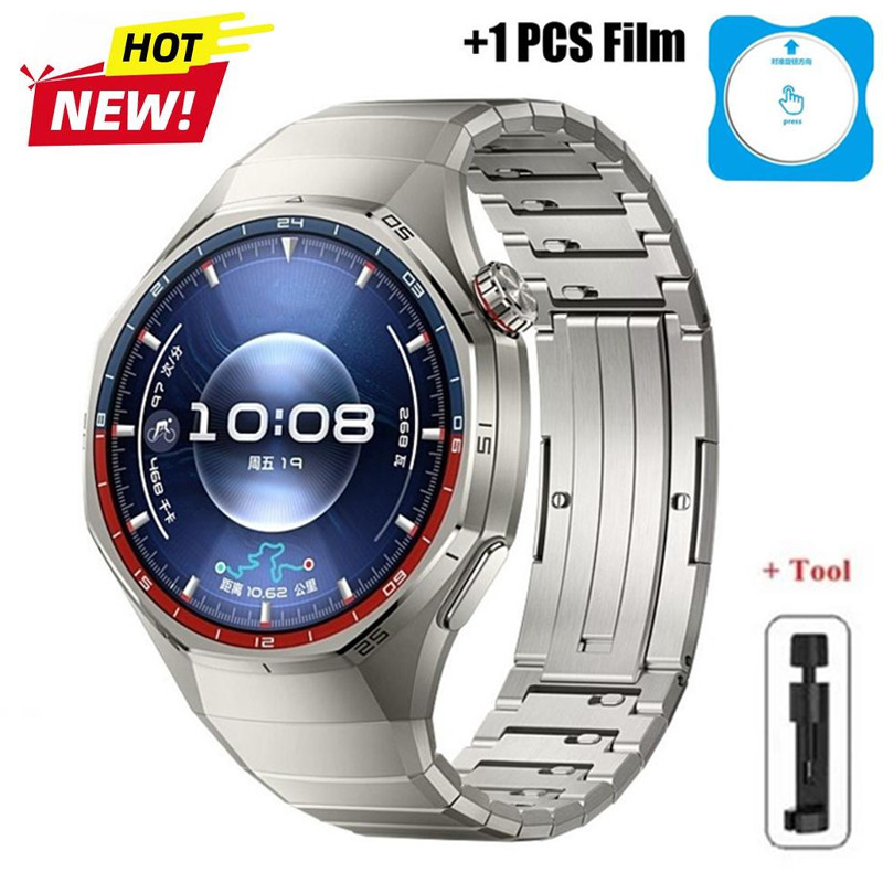 Không Khoảng Cách Dây Đeo Titan Sang Trọng + Kính Cường Lực Cho Huawei Watch GT 6 Pro 46mm Vòng Tay 