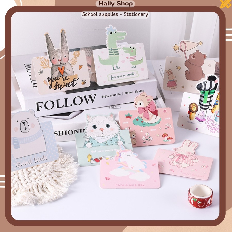 Thiệp Quà Tặng Chúc Mừng Họa Tiết Hoạt Hình Lời Chúc Dễ Thương - Hally Shop