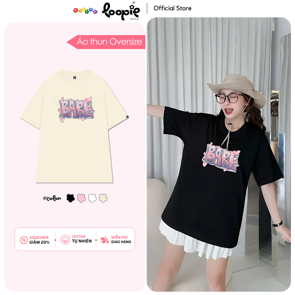 Áo Thun Babe Love Unisex Dễ Thương Loopie – LP13 Form Oversize Dành Cho Nam N
