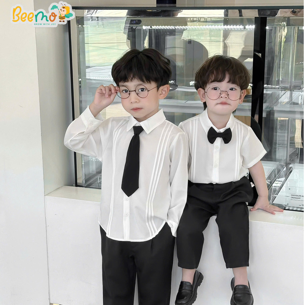 Áo Sơ Mi Sự Kiện Dài Tay Xếp Ly Cách Điệu Cho Bé Trai BEEMO, Thiết Kế Cách Điệu Công Tử 5371SDB (Không Kèm Phụ Kiện)