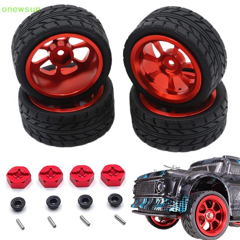Onewsun 1 Bộ 65mm Lốp Cao Su Kim Loại Vành Bánh Xe 12mm Lục Giác Cho Wltoys 144001 144010 124007 124