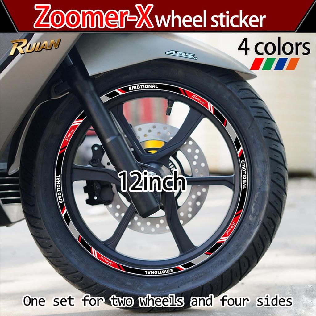 Miếng dán vành bánh xe Zoomer-X 12 inch cho Honda Zoomer-X Phụ kiện xe máy Lốp cạnh sửa đổi Đề can V