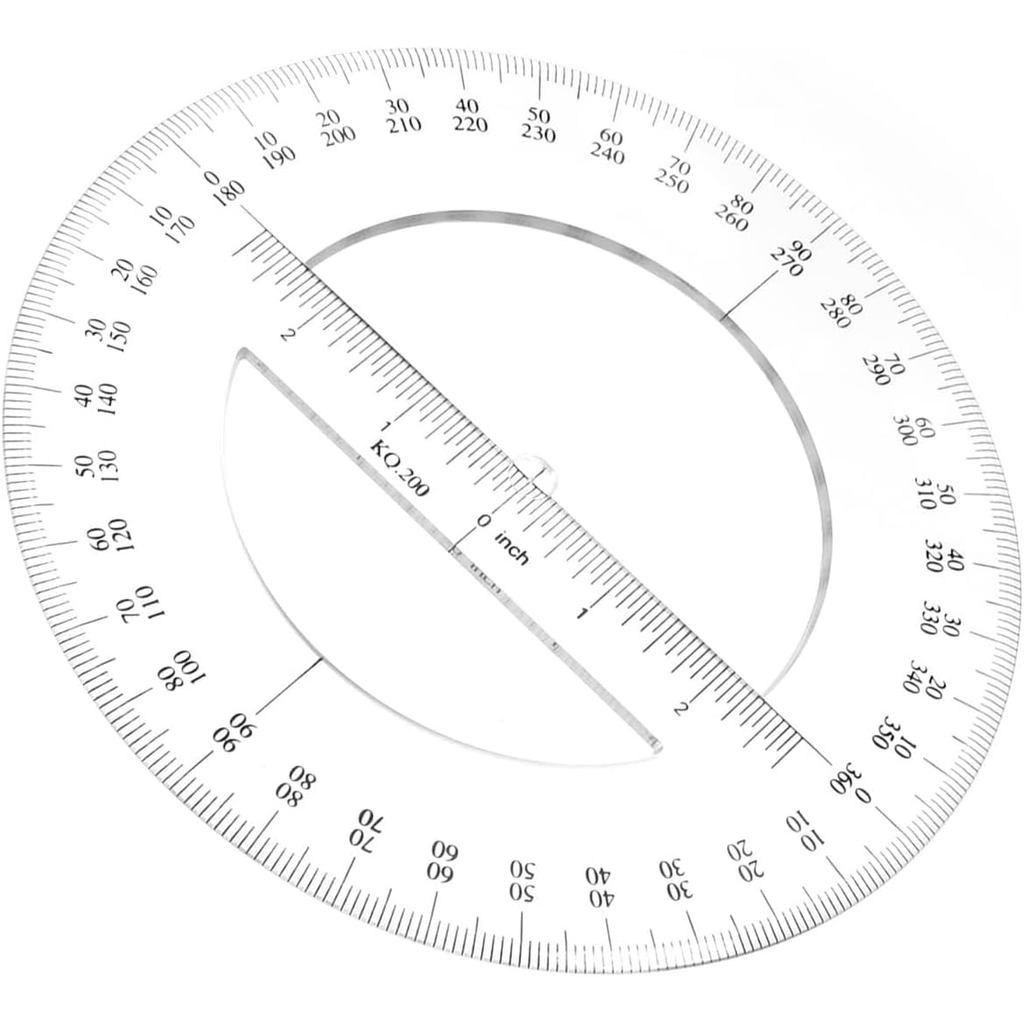 Dụng cụ kéo trong suốt 360 độ Đường kính 20cm / 8 Inch Dụng cụ kéo toán học bằng nhựa Dụng cụ toán h