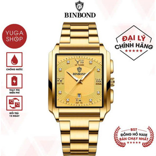  Đồng Hồ Nam Binbond I8 Mặt Chữ Nhật Đính Đá Sang Trọng 
