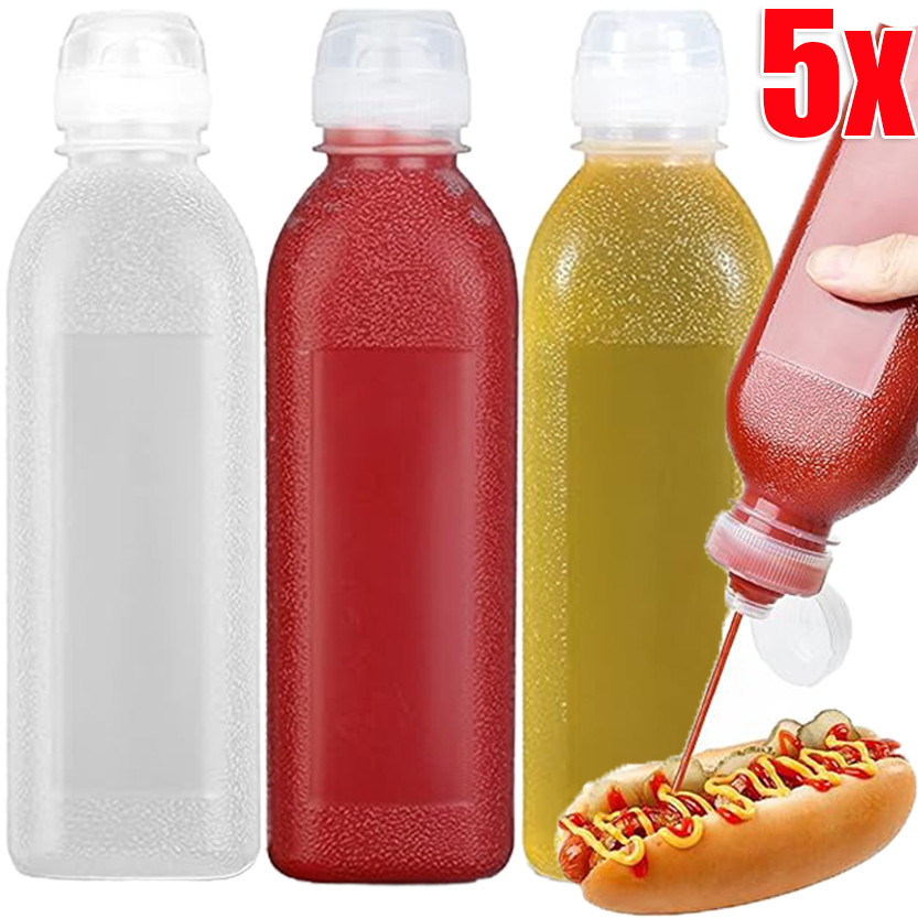 13 / 5 Cái 300 / 500ml Chai ép nước sốt chống rò rỉ / Chai Salad sốt cà chua đa năng / Hộp đựng dầu ô liu