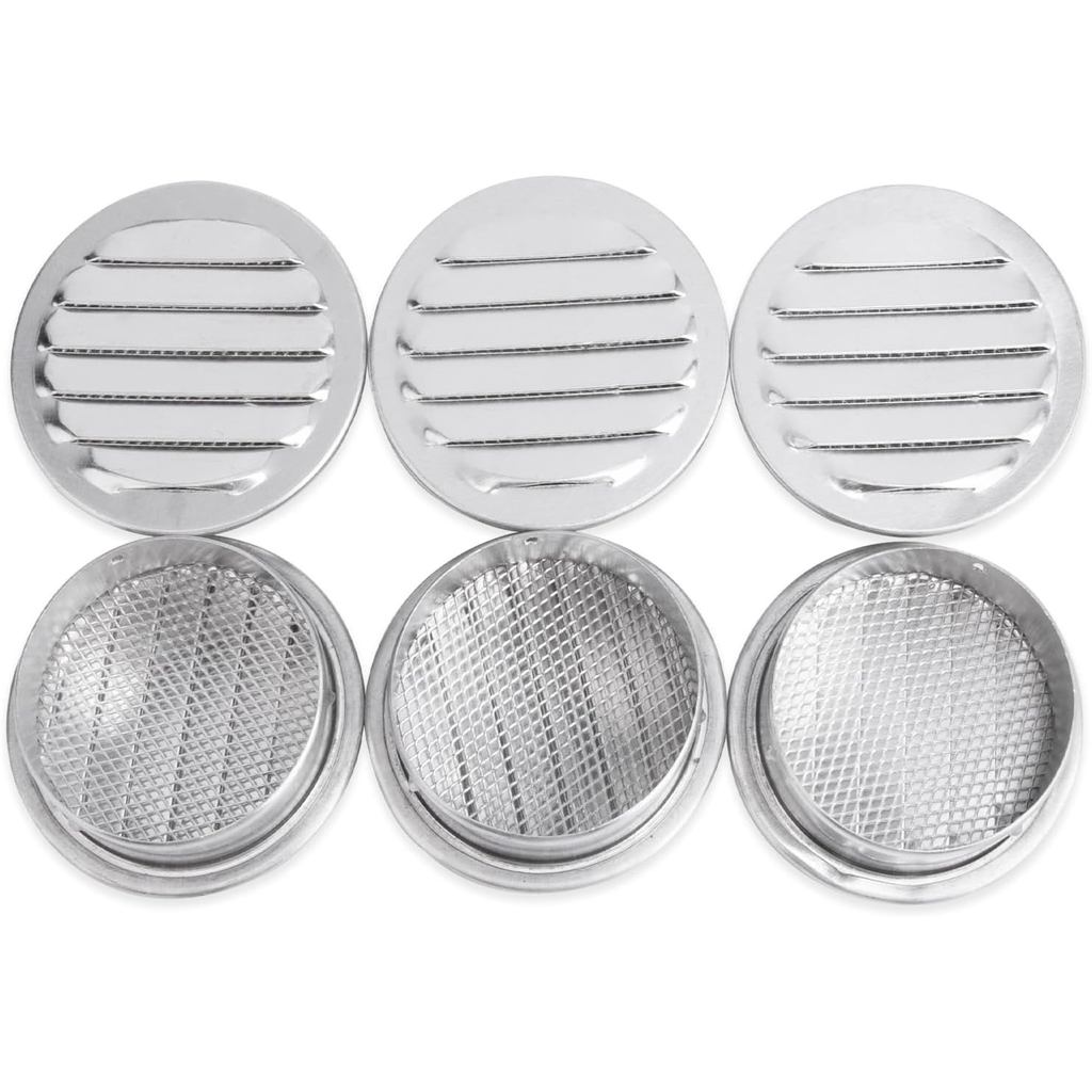 Louver nhôm tròn có màn hình côn trùng, 2 inch, 6 gói
