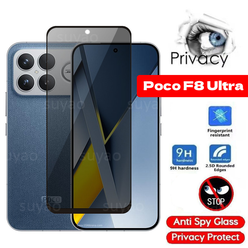 Mở khóa vân tay Chống gián điệp Full Privacy Kính cường lực Peek cho Xiaomi Poco F8 Ultra Pro F8Ultr