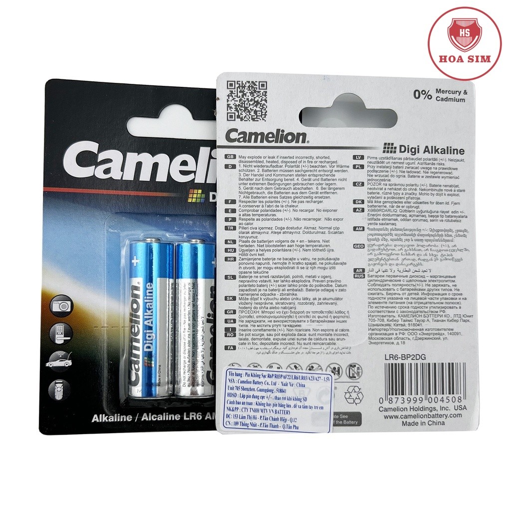 [NHẬP KHẨU CHÍNH HÃNG] PIN 3A/ AAA DIGI ALKALINE CAMELION (1.5V) 2 viên/ vỉ LR03