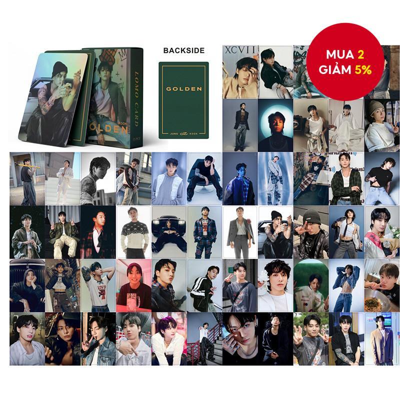 Thẻ ảnh BTS JUNGKOOK vàng laser mới 55pcs/hộp, thẻ LOMO album KPOP bưu thiếp.