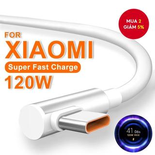  Bộ sạc siêu nhanh PD3.0 120W 6A USB cho Xiaomi Mi 12 11 cáp Type C 90 độ cho POCO X5 Pro Redmi Note 8 9 10 11. 