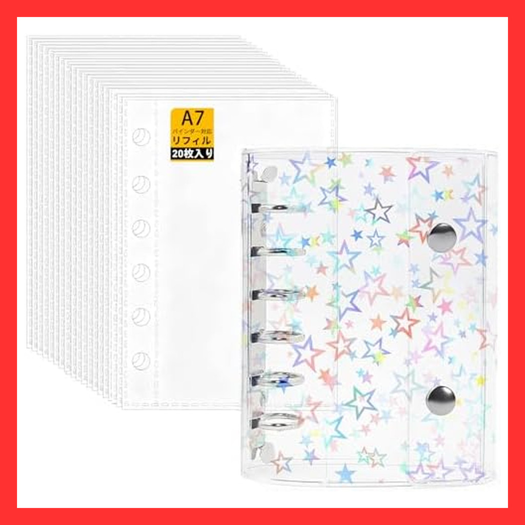 SONGSONG Sticker Book, Transparent, Girls, 6 Hole Clear Binder, Peelable Stickers, Sticker Notebook,