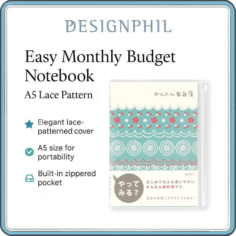 Midori A5 Monthly Budget Book Simple Lace Design 12393006