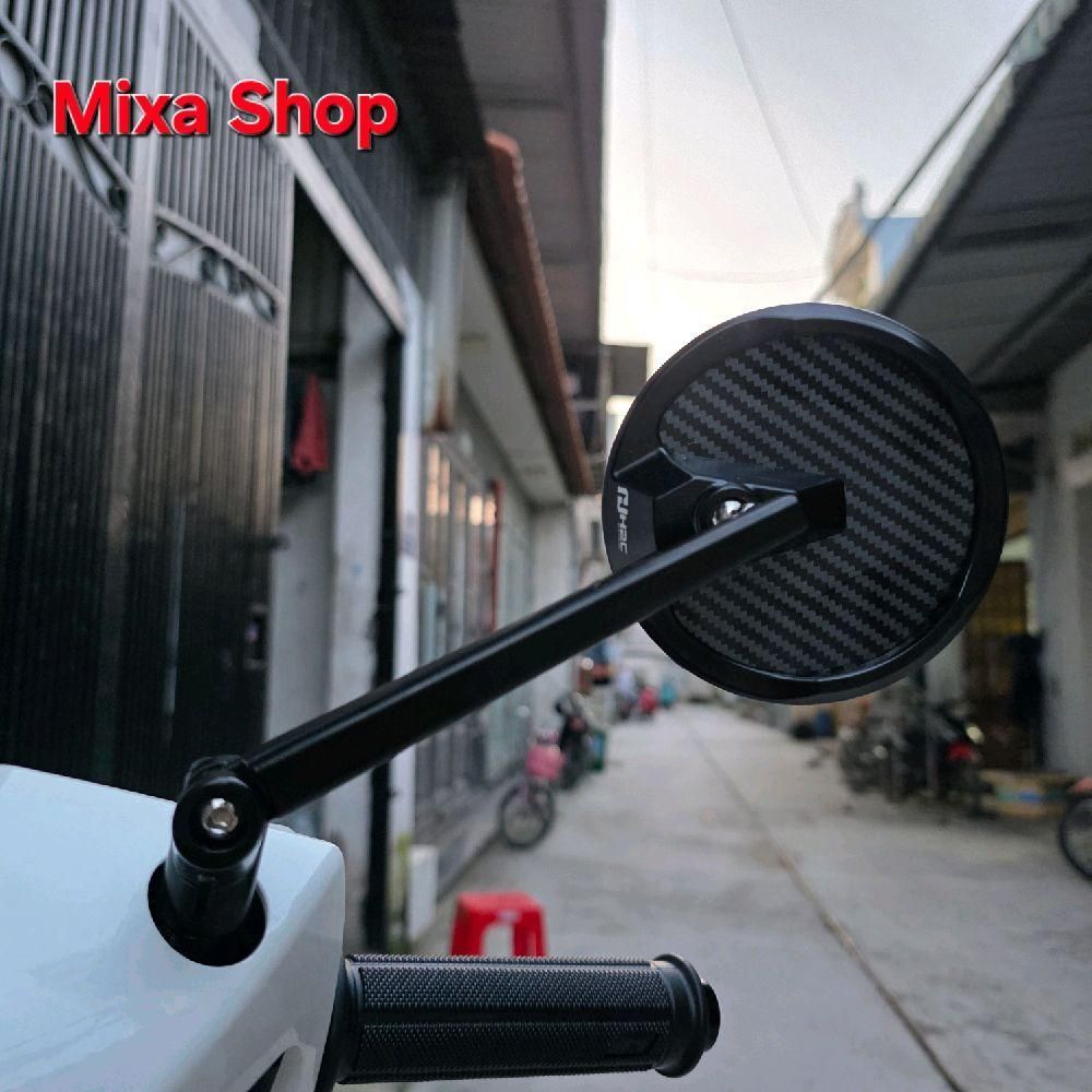 Kính H2C tròn lưng Carbon, Mặt gương rộng 94mm đủ tiêu chuẩn, Gương H2c carbon mẫu mới - Mixa Shop