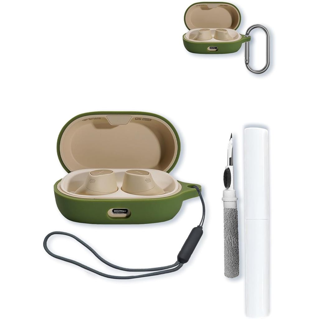 Ốp lưng cho Jabra Elite 7 Pro & Jabra Elite 7 Active Earbuds, Bảo vệ mềm, Vỏ silicon BOVUGAC có móc 