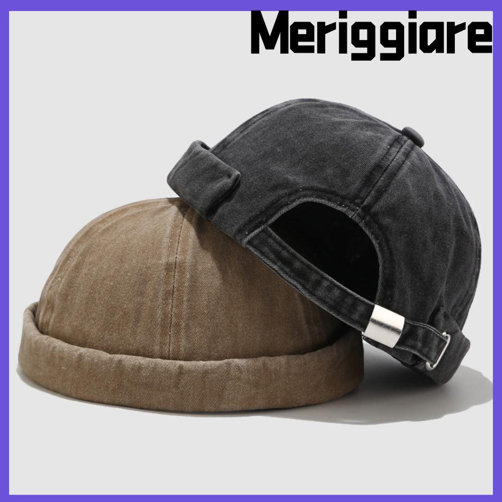 Mũ Docker không vành MERIGGIARE, Mũ Skullcap cotton kiểu giặt, Vòng bít cuộn đa năng Mũ cảng có thể 