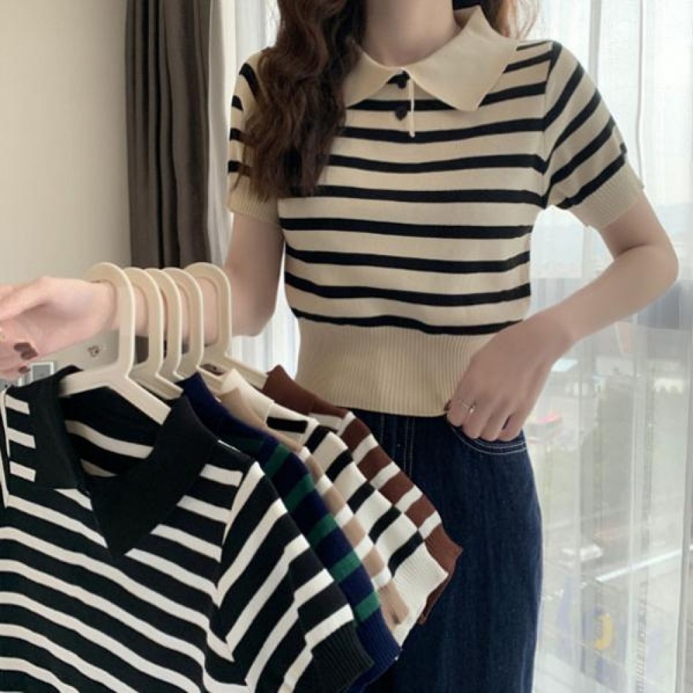 Áo thun ngắn tay cổ sọc SLT-N02