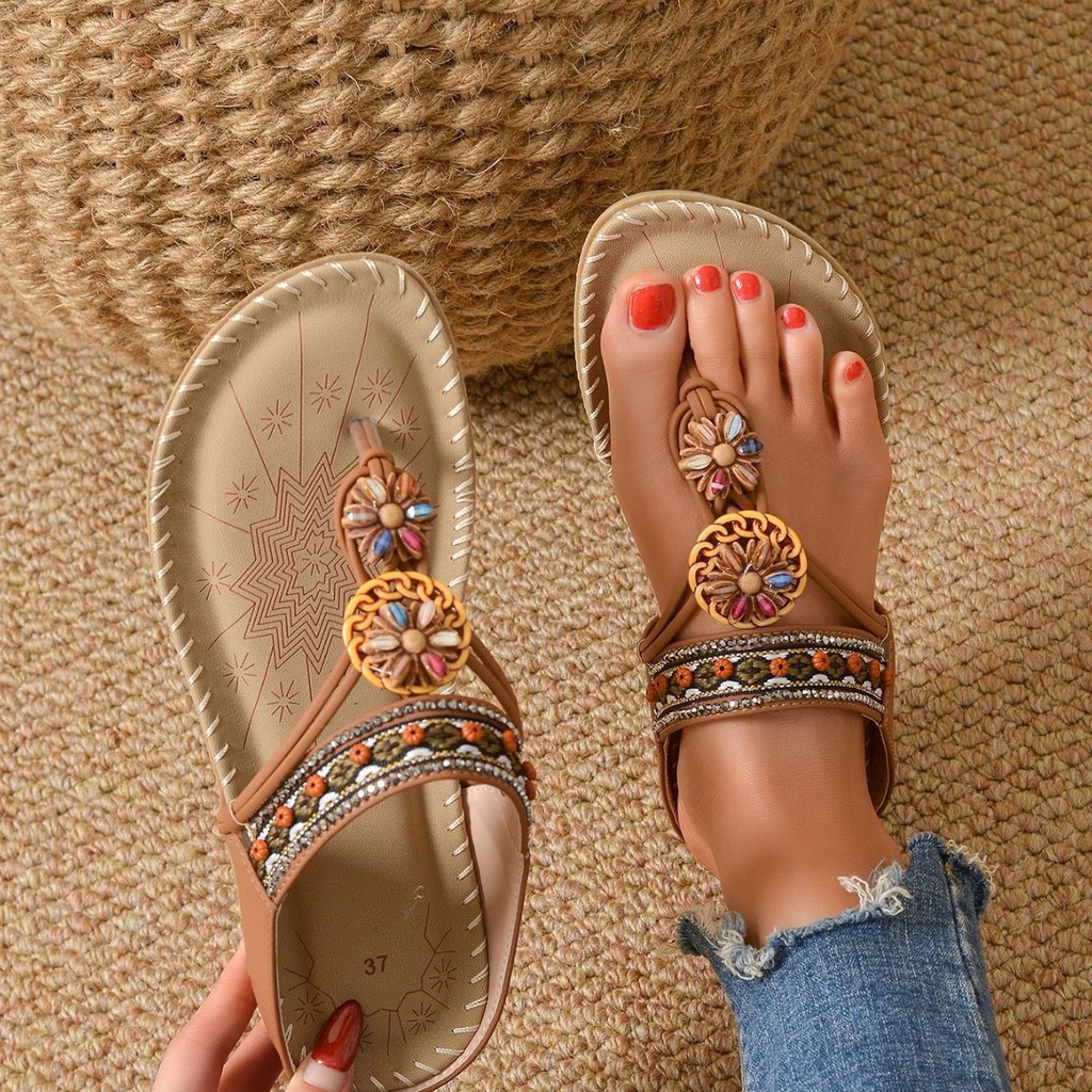 2025 Sản Phẩm Mới 2025 Giày Sandal Bohemian Nữ Dân Tộc Size Lớn Giày Sandal Nữ20251127