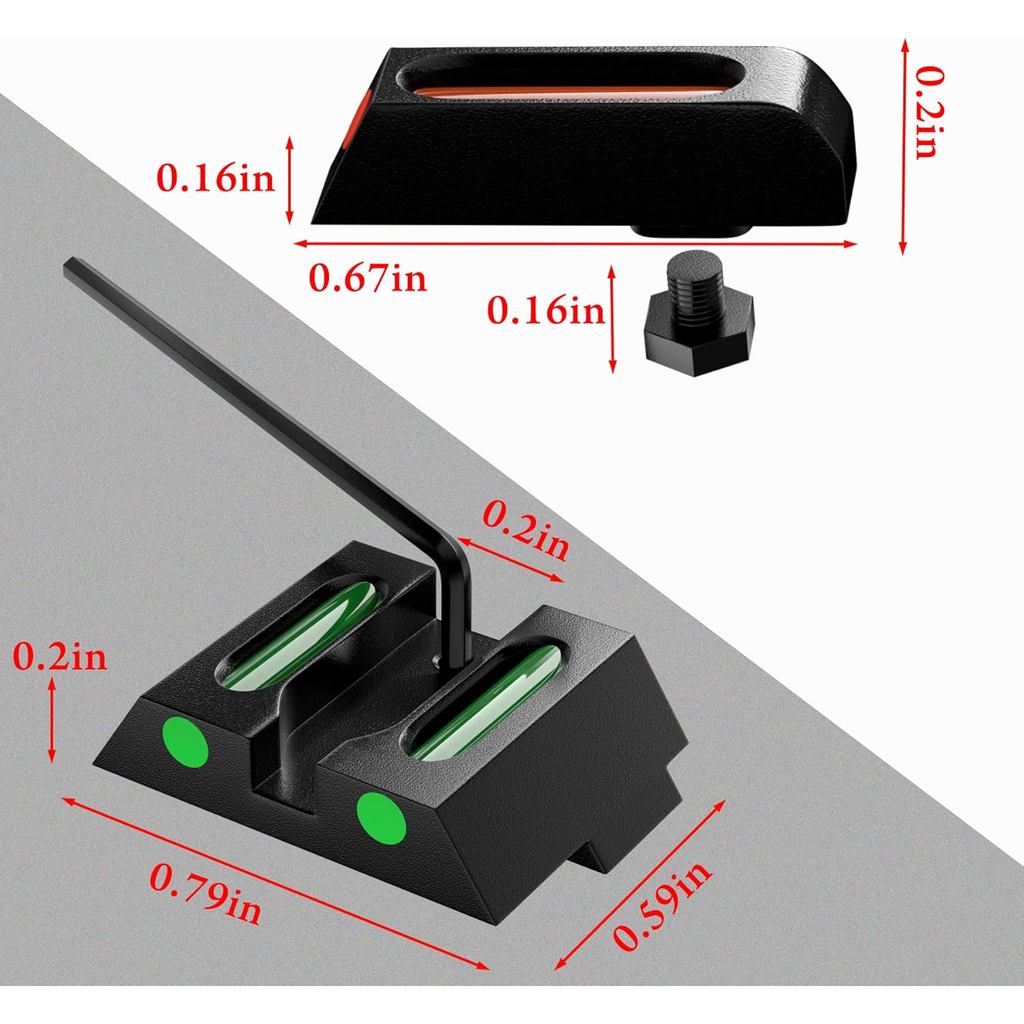 Quang Thị Giác Trước Và Sau Cho Glock 17 17L 19 22 23 24 26 27 33 34 35 38 39 Không Tritium 3 Dot Ni