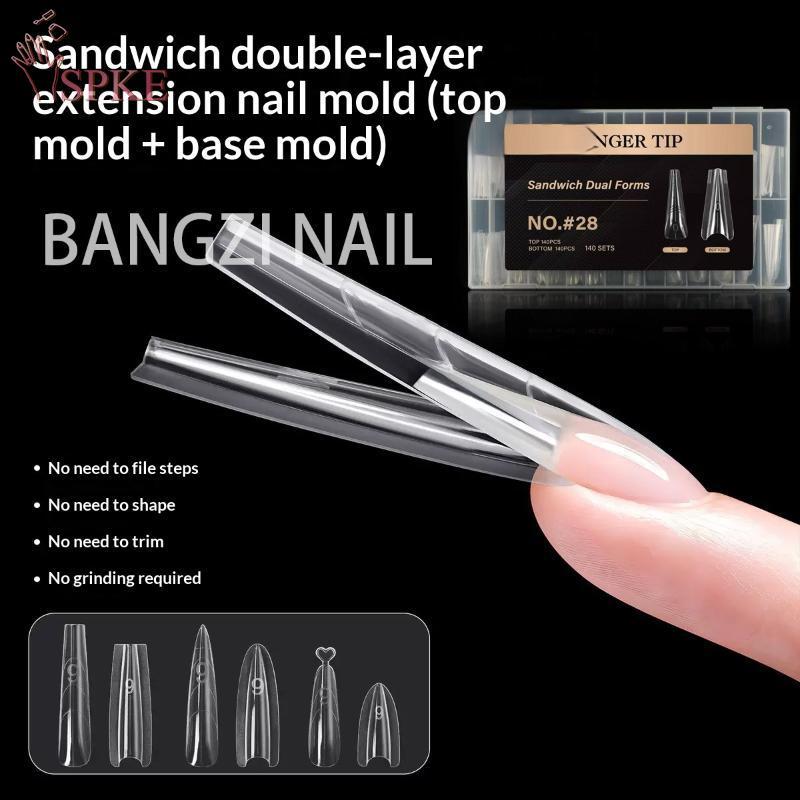 SPKE 140 / 280 Chiếc Sandwich Dual Nail Forms Extensions-Dual Forms Top Bottom Mold Long Square Almo
