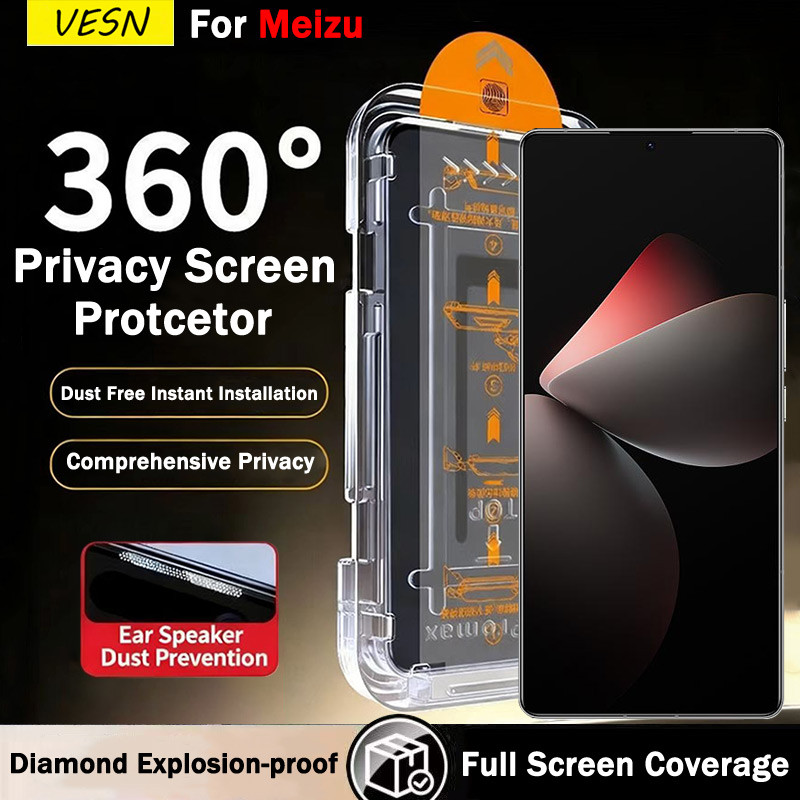 Dễ dàng cài Kính cường lực chống nhìn trộm full màn đủ Cho Meizu 21 20 Lucky 08 Note 16 Pro 4G 5G 20