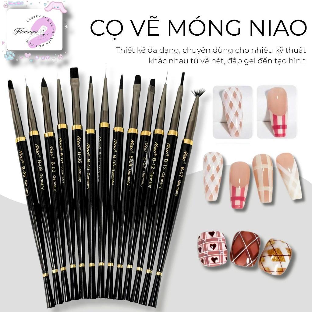 Cọ vẽ móng nail NIAO Germany màu đen, cọ vẽ móng nail, thiết kế sang trọng, chuyên nghiệp làm nail