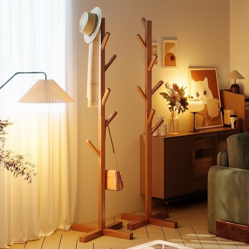 Cây Treo Quần Áo Đứng Gỗ Thông Móc Quần Áo Gỗ Thiết Kế Lắp Ráp Hiện Đại Trang Trí Nhà Cửa