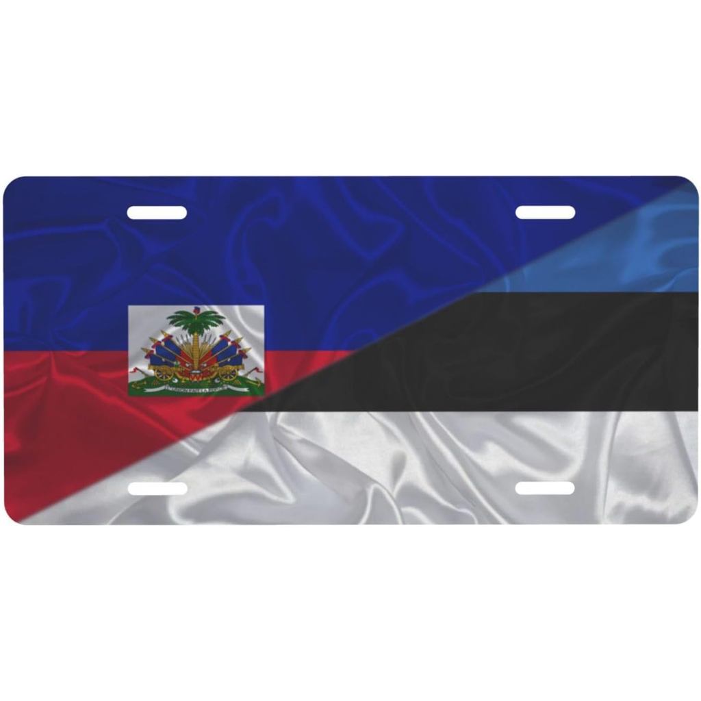 Haiti Haiti Haiti và Estonias Tam Giác Cờ Biển Số Dành Cho Nam Nữ Cá Tính Trang Trí Xe Phía Trước Ốp