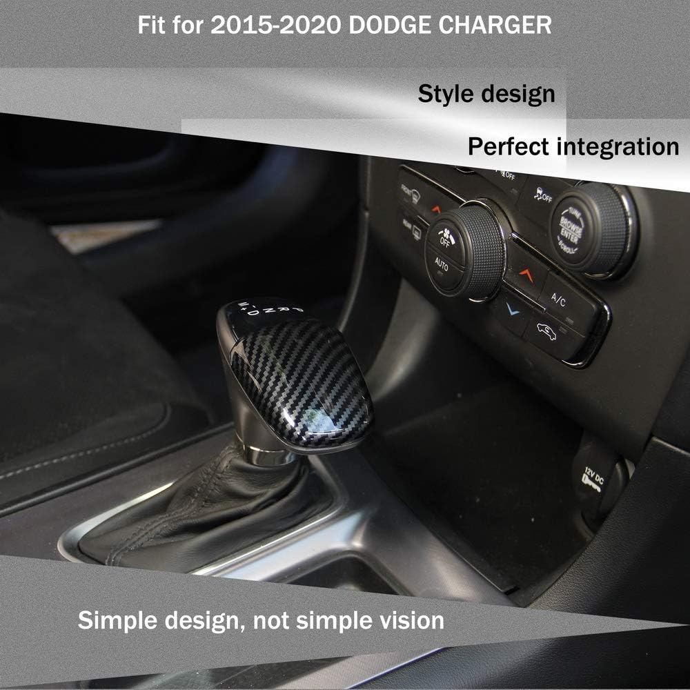 Crosselec Sợi Carbon Gear Shift Knob Cover Sticker Head Trim cho Dodge Charger 2015 + (Đen) 4CQ1