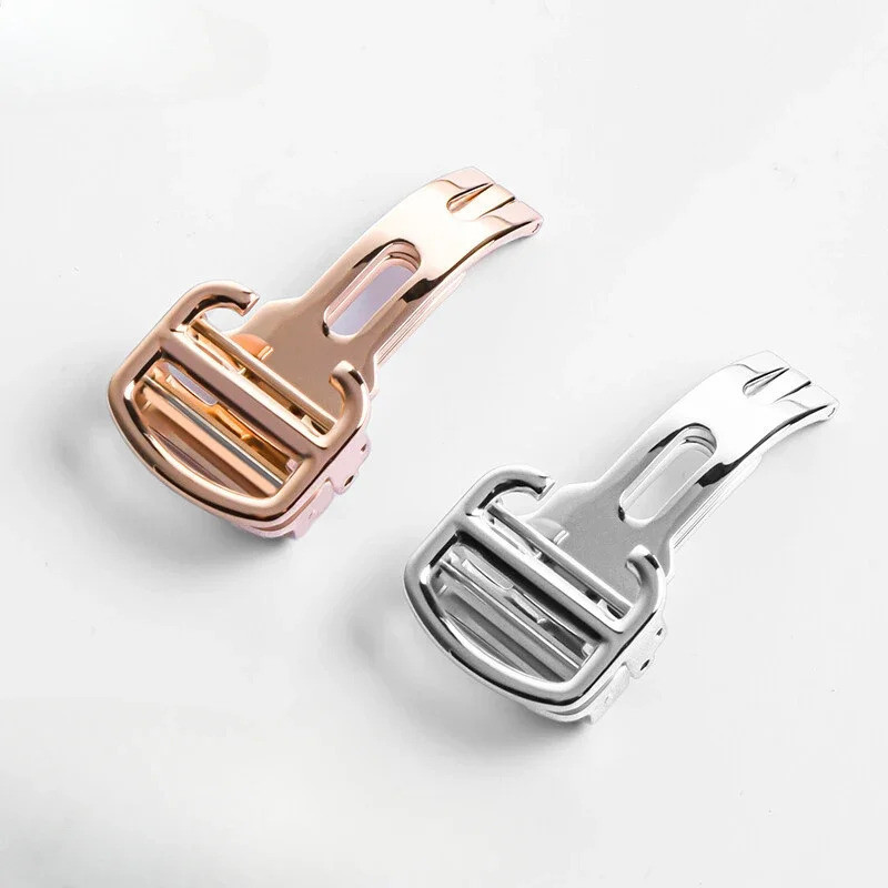 Thích hợp cho Cartier Blue Balloon Rose Gold Black Watch-Buttom Nam Nữ Dây Đeo Nút Gấp Khóa Bướm Lon