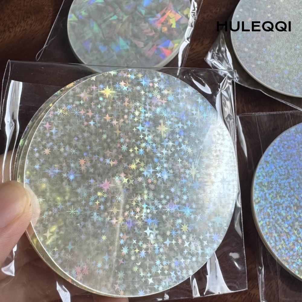 HULEQI 100 Chiếc Phim Huy Hiệu Trong Suốt, Tròn Nhiều Kiểu Vỏ Huy Hiệu Phim Laser, DIY Làm Huy Hiệu 