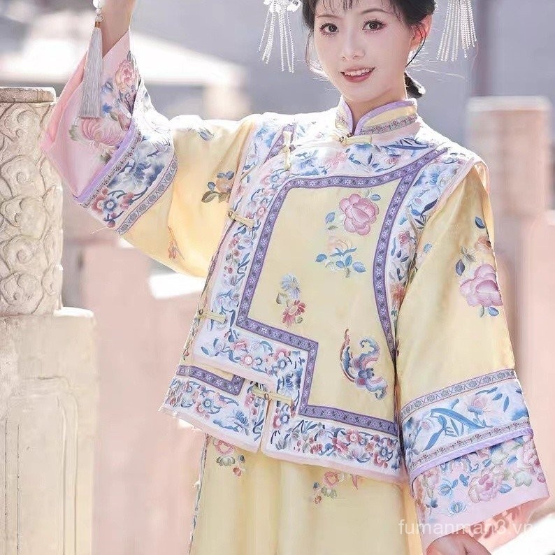 Hán phục Thời Nhà Thanh cổ trang trang phục cờ Yanji sườn xám Công Chúa Thời nhà Thanh Gege trang ph