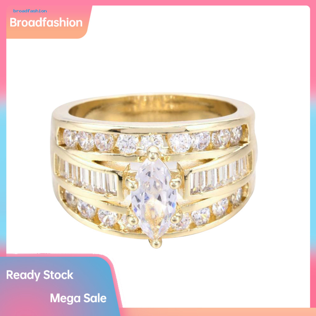 BRO _ Fashion Nữ Đính Đá Cubic Zirconia Đính Hôn Nhẫn Trang Sức