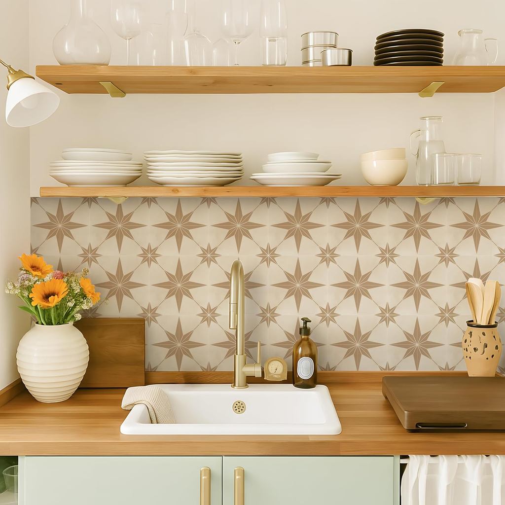 Nhãn dán gạch Alwayspon, Nhãn dán tự dính ngôi sao màu nâu 15cm / 6 inch trên gạch chuyển cho nhà bế