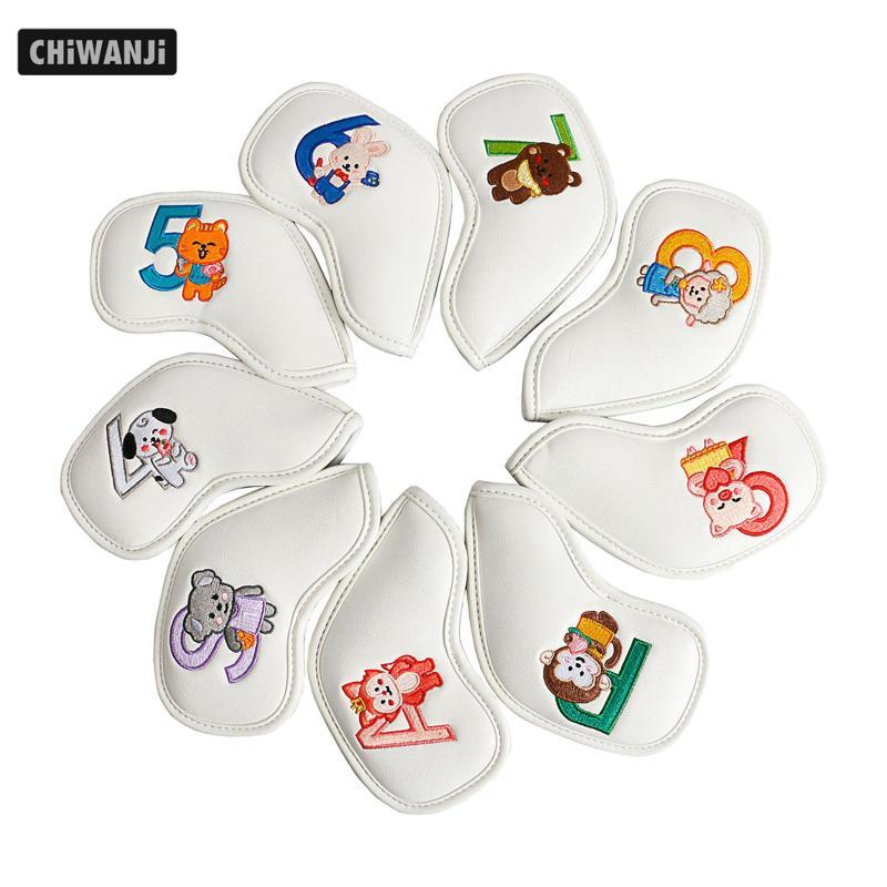 9 Chiếc Da PU Golf Iron Headcover Câu Lạc Bộ Golf Head Cover Bảo Vệ, Nêm,
