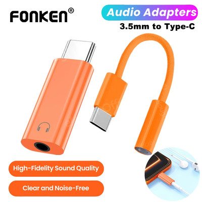 Fonken Jack 3.5mm Sang USB-C Bộ Chuyển Đổi Âm Thanh 3.5mm Nữ Sang Loại C Nam Tai Nghe Bộ Chuyển Đổi Cáp DAC Kỹ Thuật Số