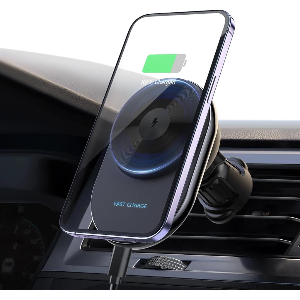 Magsafe Car Mount Charger15W Magsafe Vent Mount với quạt làm mát Sạc không dây ô tô từ tính cho iPho