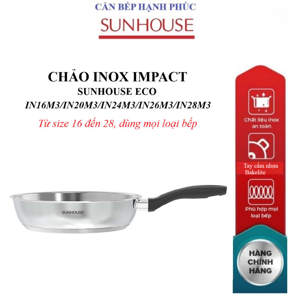 CHẢO INOX ĐA LỚP SUNHOUSE  IN16M3/IN20M3,/N24M3/26M3/28M3