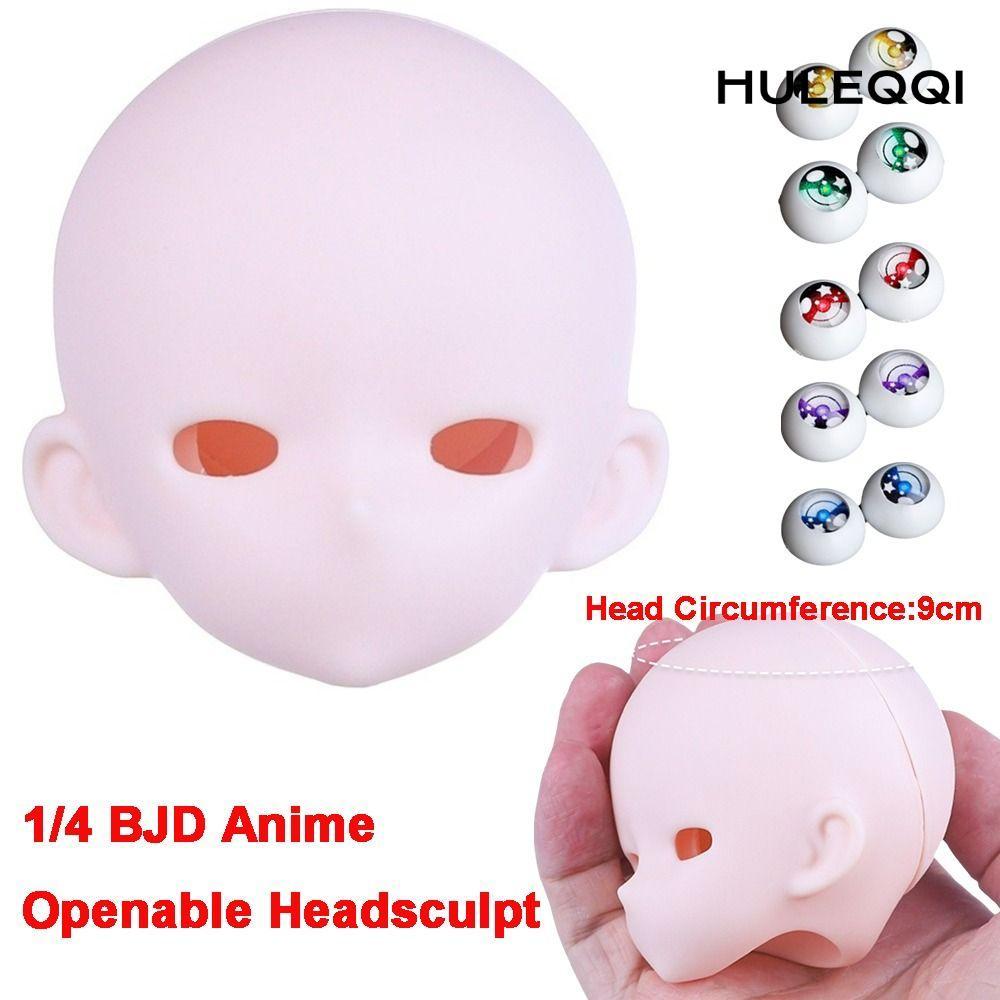 HULEQI Bjd Baby Head, Openable White Skin 1 / 4 BJD Anime Headsculpt, No Makeup PVC Anime-Style Bjd 