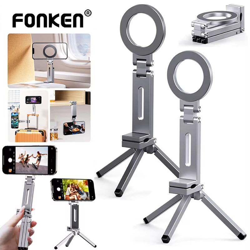 Giá đỡ điện thoại ba chân từ tính có thể gập lại Fonken 360° Xoay Chân Đế Di Động Cho iOS Samsung Du Lịch Video Chụp Bàn Máy Bay Tàu