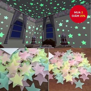  100 Miếng Dán Tường Huỳnh Quang Phát Sáng Trong Bóng Tối Ngôi Sao Để Trang Trí Phòng Trẻ Em - Hoàn Hảo Cho Phòng Khách Phòng Ngủ Cho Bé Và Trần Trang Trí Nhà 